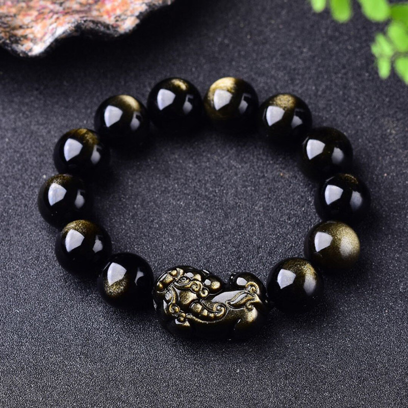 Gemstone Bracelet Healing - Bracciale in ossidiana in oro naturale