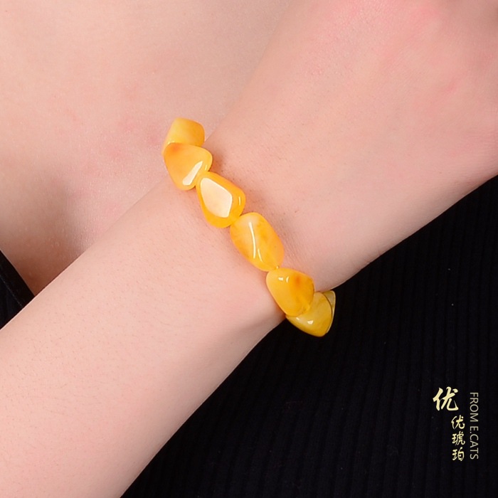 Gemstone Bracelet Healing - Bracciale con perline ovali in ambra