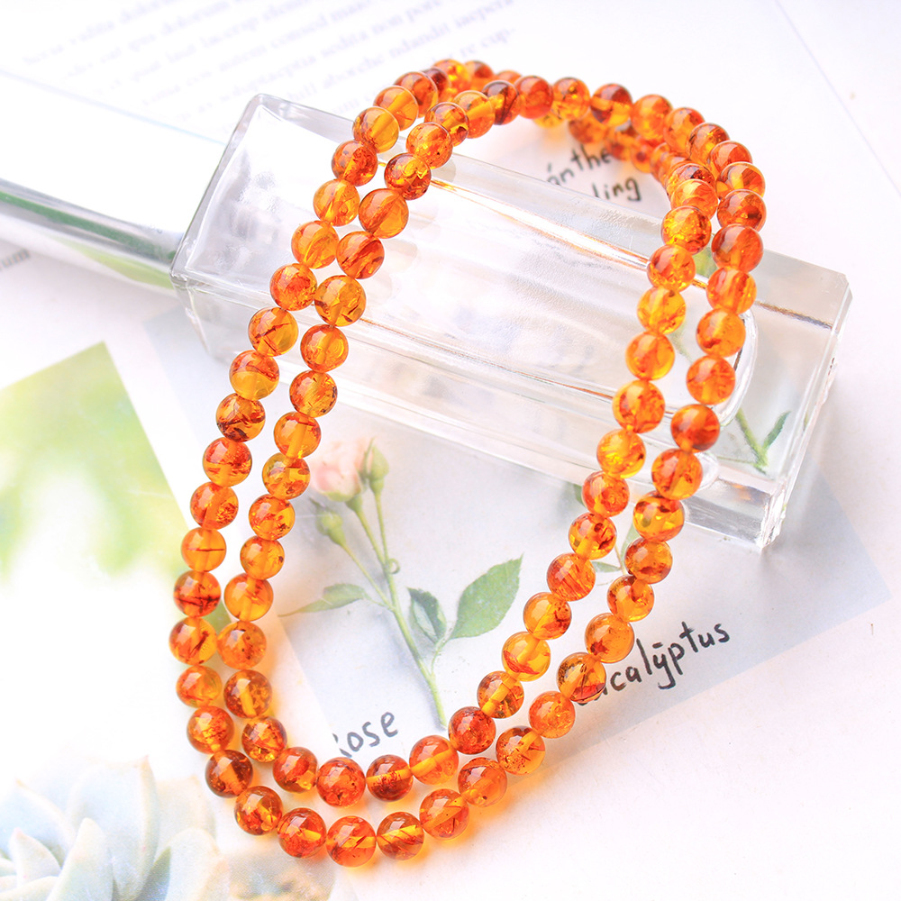 Gemstone Bracelet Healing - Bracciale Piebald ambra arancione naturale a