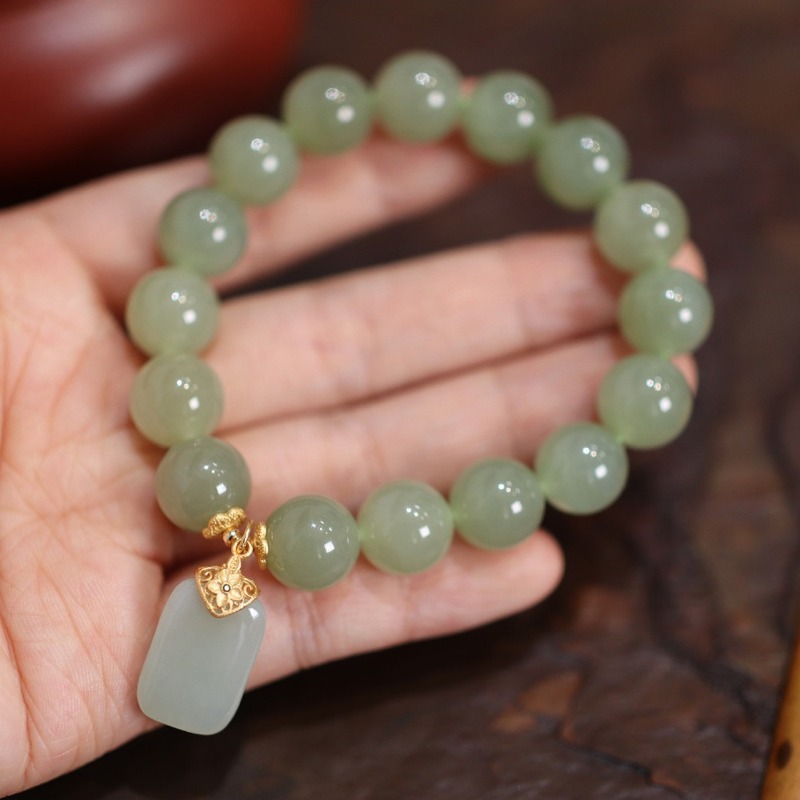 Gemstone Bracelet Healing - Bracciale con perle di giada naturale