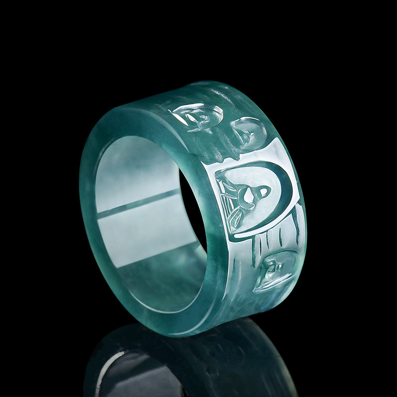 Jewelry & Watches Company - Anello Buddha in Giadeite Naturale Birmana,