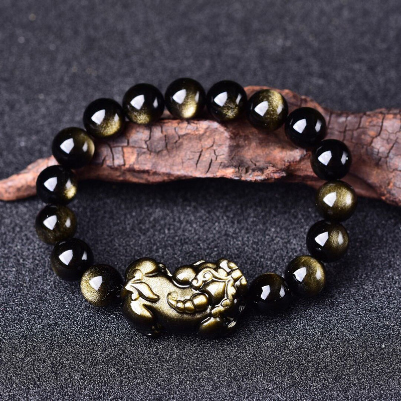 Bracciale in ossidiana in oro  - Gemstone Bracelet Healing recensione e prezzo