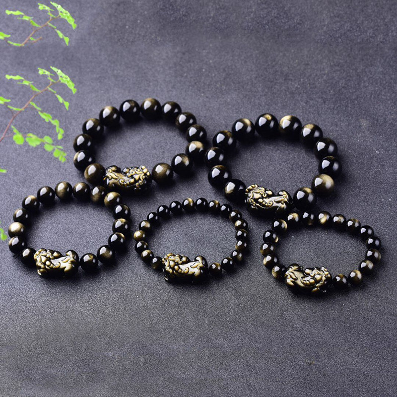 Bracciale in ossidiana in oro  - Gemstone Bracelet Healing recensione e prezzo